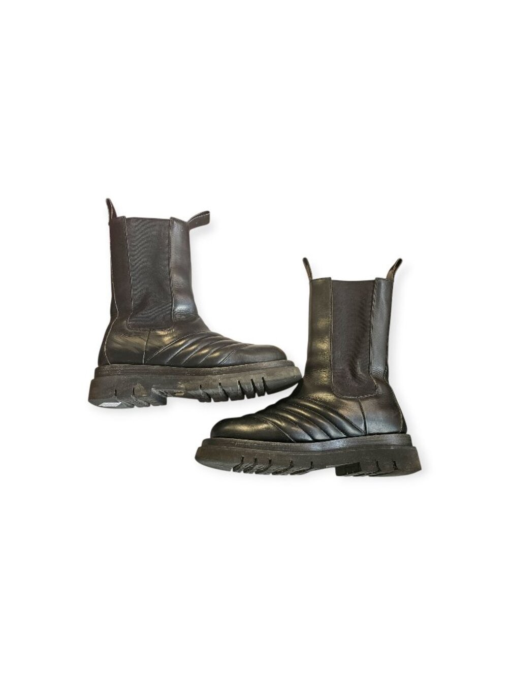 Bottega Veneta Men's 41 US 8 High Frequency Biker Boots Black Leather Calfskin